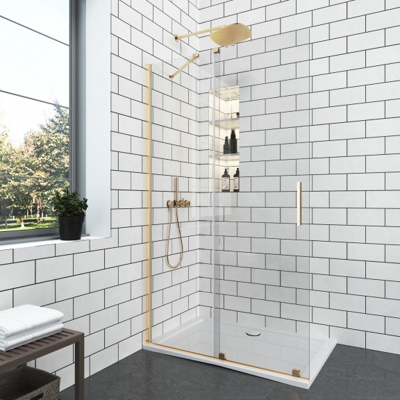 ПАРАВАН WALK IN ELGIO BRUSHED GOLD