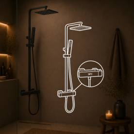  Shower system with thermostat