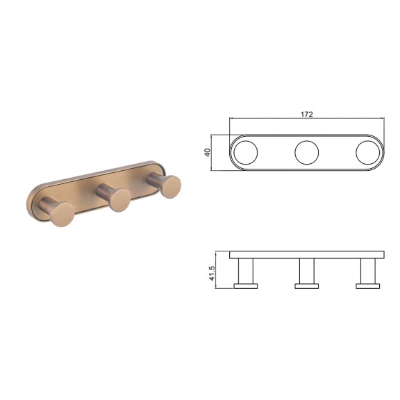 LUSSO BRUSH ROSE GOLD ТРОЙНА ЗАКАЧАЛКА 3653-3BRG
