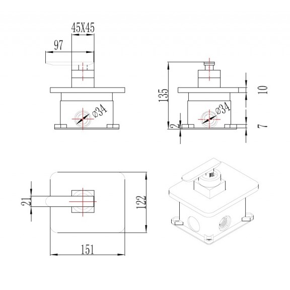 Messingmischer für Einbau  ICF 5541711 1 EASY BOX