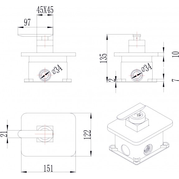 Messingmischer für Einbau  ICF 5541711-1B