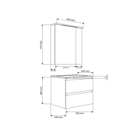PVC ШКАФ ЗА БАНЯ GRANIX + УМИВ ICC 6066