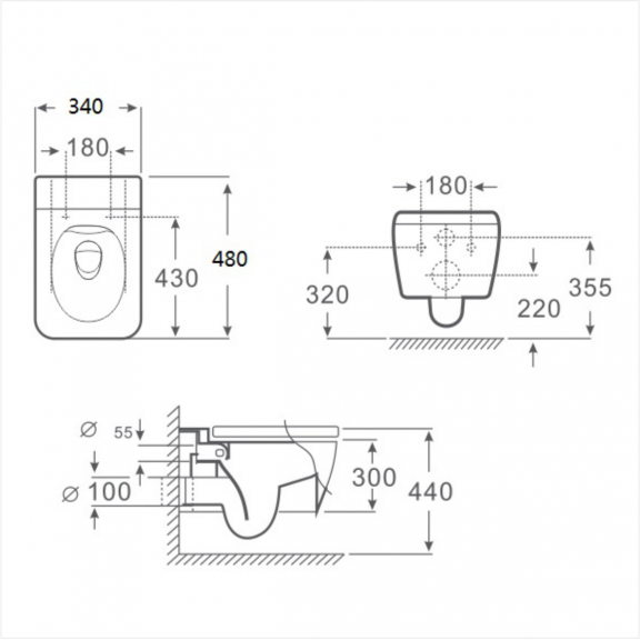 Wall hung toilet ICC 3435W SLIM