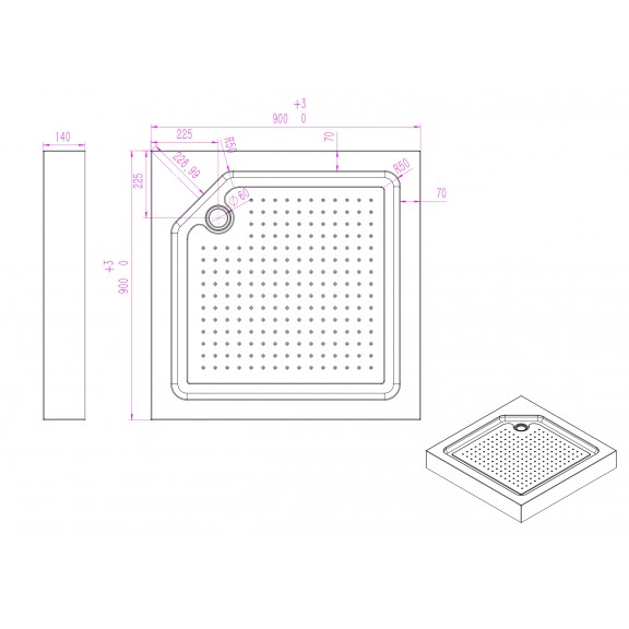 Duschwanne  ICS 9090 К / 275 90	