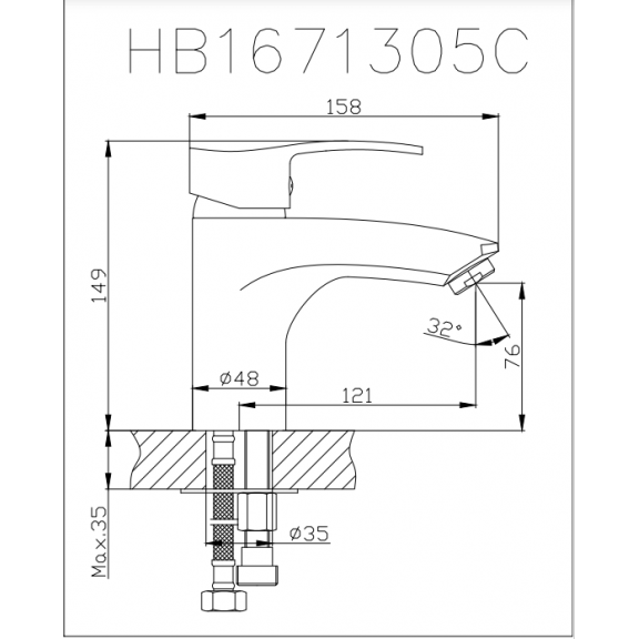 Месингов смесител с БИДЕТНА слушалка  "Quadrat"  ICF 1671305